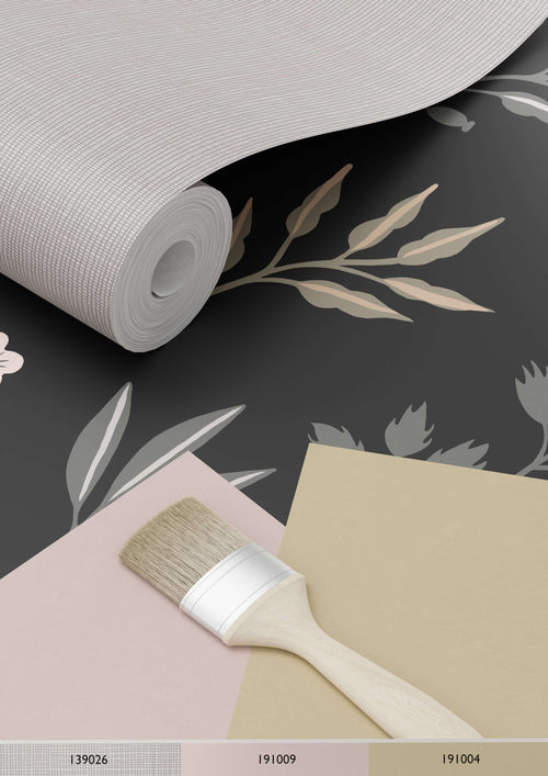 ESTAhome behang bloemmotief in Scandinavische stijl zwart - 53 cm x 10.05 m - 139083 - vtwonen shop