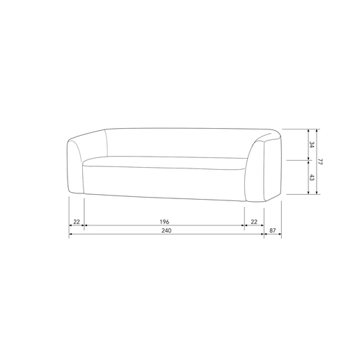 BePureHome 3-zits bank Sloping - PE - Grijs/zwart Melange - 77x240x87 - vtwonen shop