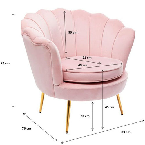 Kare Design Fauteuil Water Lily fluweel roze - vtwonen shop