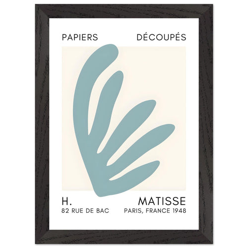 Artfulprints Poster met Lijst Matisse – Aquatic impression turquoise   - A4 21x29.7 cm - Turquoise