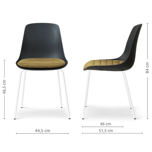 Nolon Nora-Liv eetkamerstoel zwart met mosgroen zitkussen - wit onderstel - vtwonen shop