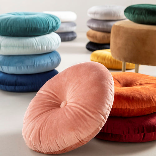 OLLY - sierkussen Ø40 cm - rond velvet - Chai Tea - geel