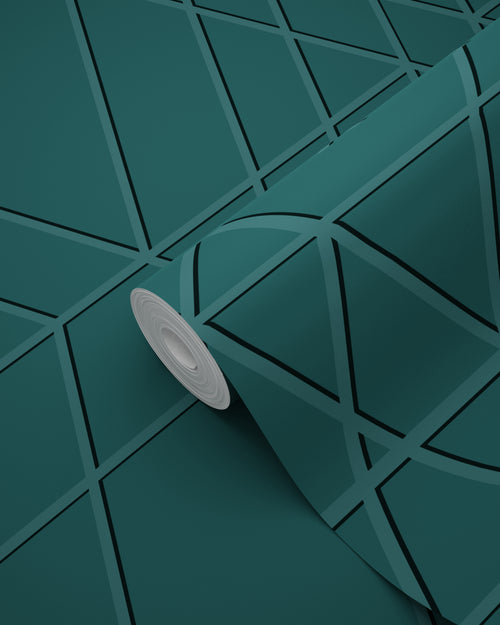 ESTAhome behang grafisch 3D motief donker petrol blauw - 50 x 900 cm - 139604 - vtwonen shop