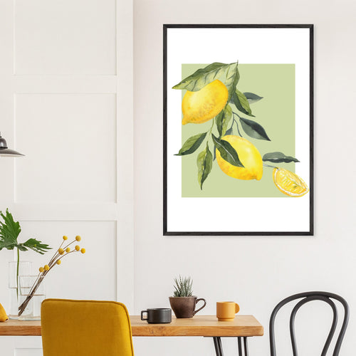 Artfulprints Poster met Lijst Fruits - Lemon tree symphony   - 70x100 cm - Groen