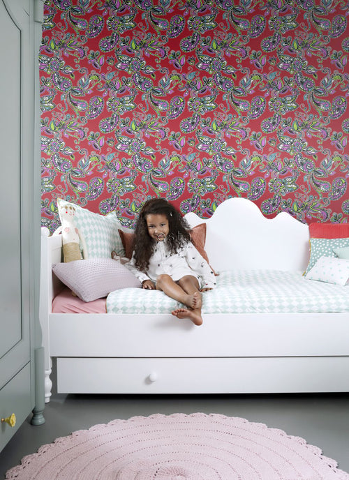 ESTAhome behang funky bloemen en paisleys multicolor - 53 cm x 10.05 m - 136841