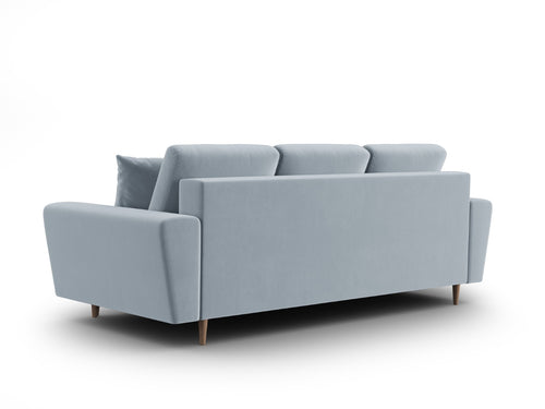 Cosmopolitan Design Slaapbank met opbergdoos Kyoto 3-zits, flueel lichtblauw - 100x235x88cm