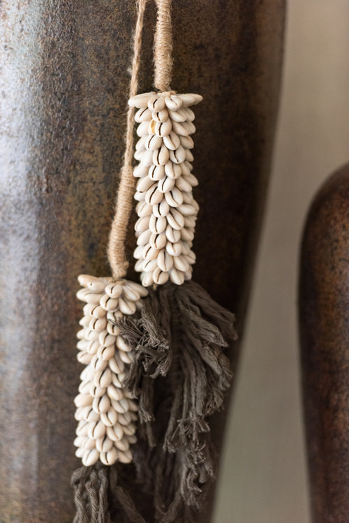J-Line hanger Schelpen + Katoen - textiel - donkerbruin/naturel