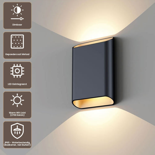 Artdelight Wandlamp Diaz L - Zwart/Champagne