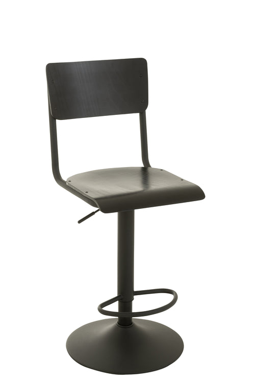 J-Line barstoel - hout/metaal - zwart - 2 stuks