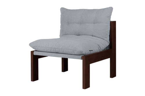 noo.ma Huno loungestoel - bouclé bekleding, houten frame, soft zitcomfort
