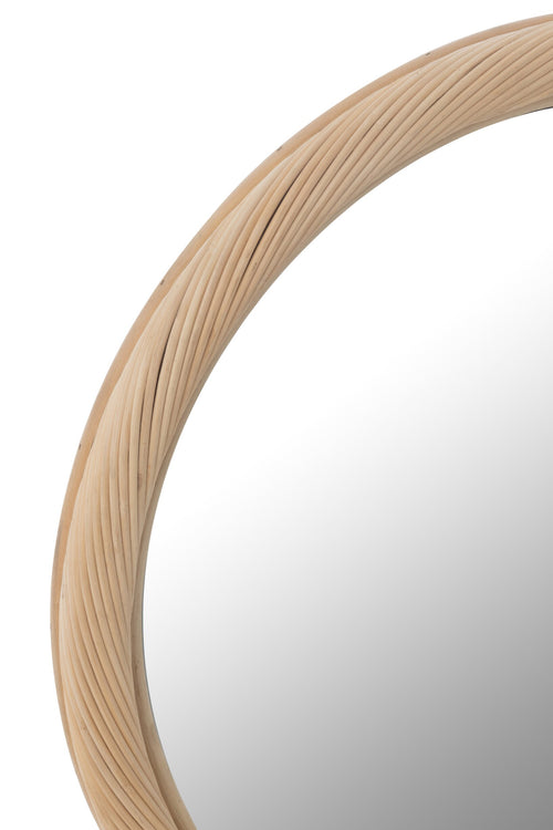 J-Line spiegel Rond - rotan/glas - naturel - small - Ø 50 cm