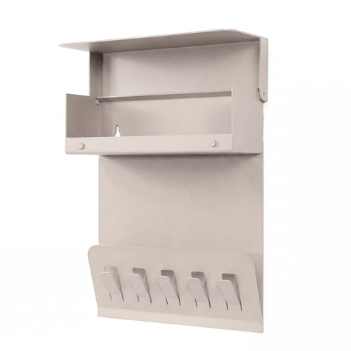 Spinder Design Wandkapstok Keeper - Silky Taupe - 5 haken - opbergvak