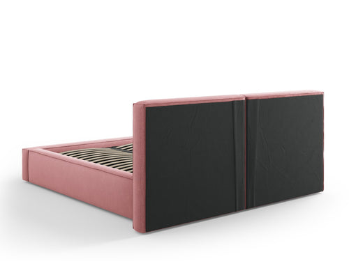 Cosmopolitan Design Opbergbed met dubbel hoofdbord Arendal 160x200cm, structurele stof, roze - 228x214x97.5cm