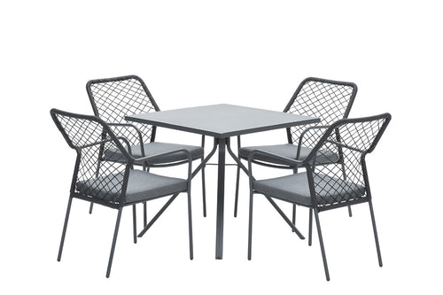 4-persoons tuinset - 4 Dido stoelen zwart - Rimini tafel