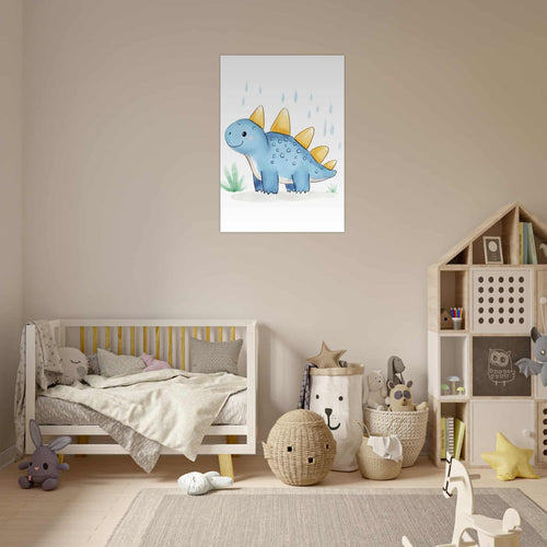 Artfulprints  Blauwe dinosaurus   poster 30x40 cm