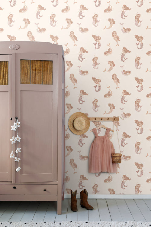 ESTAhome behang zeemeerminnen terracotta roze - 50 x 900 cm - 131499 - vtwonen shop