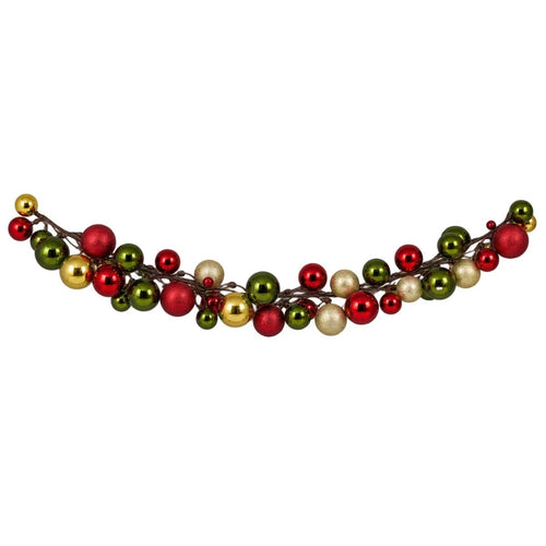 Mica Decorations Kerstslinger Goud Rood Donkergroen - Kerstballenslinger van Gerecycled Polystyreen - Sfeervolle Kerstdecoratie voor Schouw of Trap -