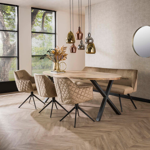 Giga Meubel Eetkamerbank Pull - Champagne Velvet - 188x53x84cm
