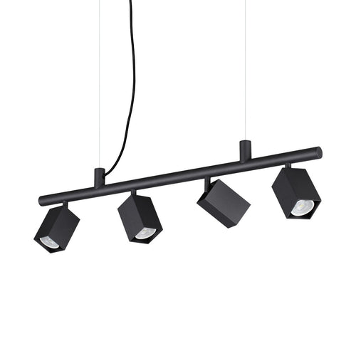 Ideal Lux DYNAMITE Vierkante hanglamp met stang, zwart, 4x GU10 fitting