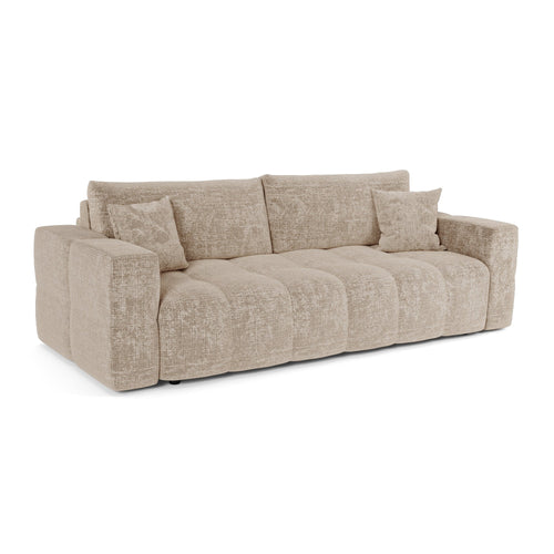 Premium Interiors - Snel uitklapbare slaapbank VIBE - gewaafd fluweel beige 206cm