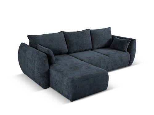 Cosmopolitan Design Uitklapbare hoekbank links met opbergdoos Matera 4-zits, chenille, koningsblauw - 173x253x86cm