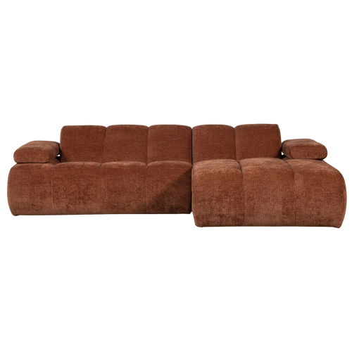 WOOOD chaise longue rechts Mojo - Geweven Ribstof - Roestbruin - vtwonen shop