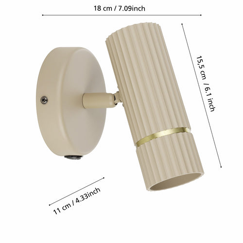 EGLO wandlamp Caminia - gu10 - 15,5 cm - zandkleur/beige/goud - vtwonen shop