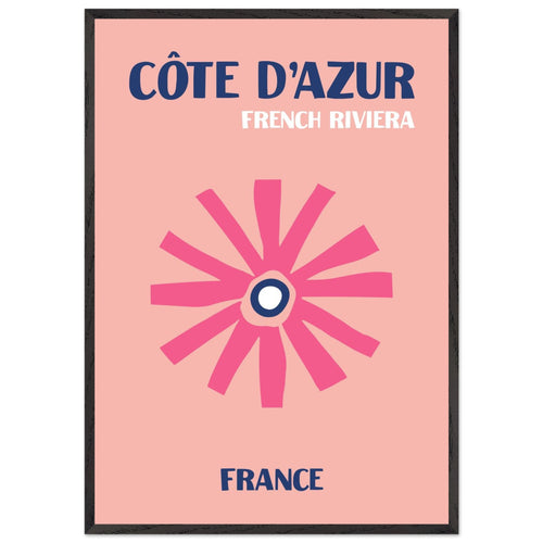 Artfulprints Poster met Lijst Frankrijk - Cote d'Azur   - 70x100 cm - Roze