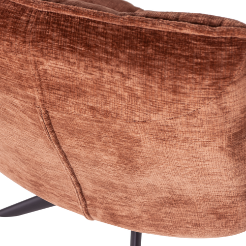 WOOOD draaifauteuil Jouke - Chenille Structuur - Roestbruin - 97x70x85