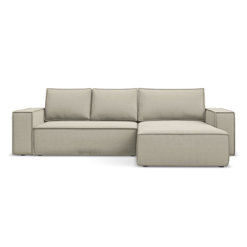 LaMiaSofa hoekbank rechts Livorno - velours - parel - 290x185x82