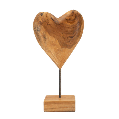 Houten hart sculptuur 20x12x37 cm