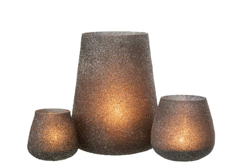 J-Line windlicht Glitter - glas - paars - large