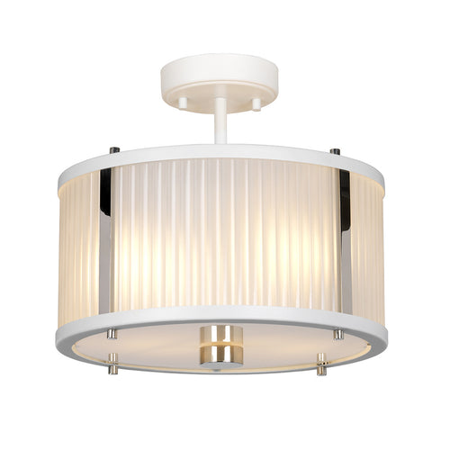 Corona cilindrische hanglamp met 2 lampen, wit gepolijst nikkel, mat glas
