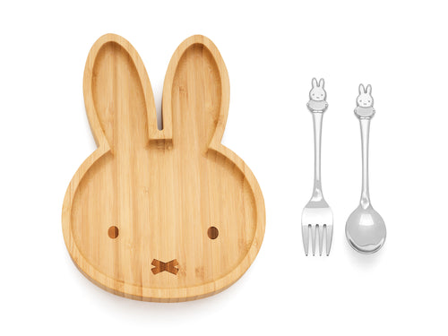 Zilverstad - Bamboe bord Nijntje met 2 delig RVS couvert - vtwonen shop