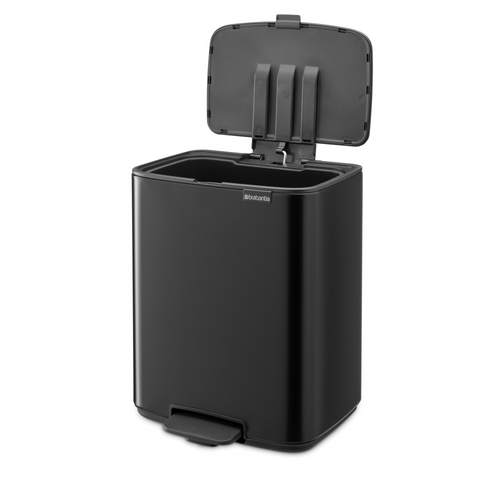 Brabantia Bo Pedaalemmer, 12 liter, stil sluitend, kunststof binnenemmer - Matt Black