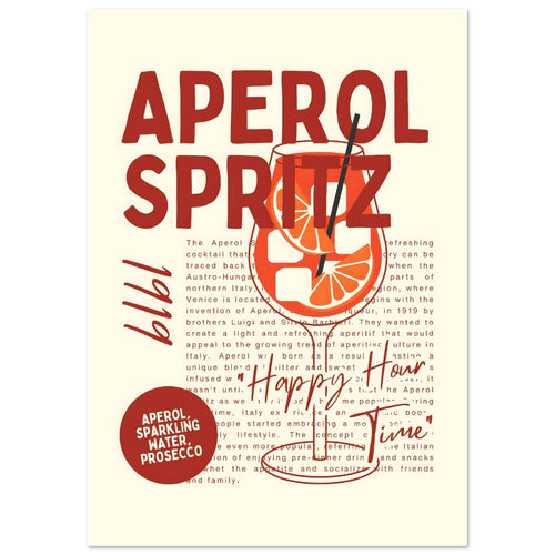 Artfulprints  Aperol Spritz - Happy hour   poster A4 21x29.7 cm - vtwonen shop