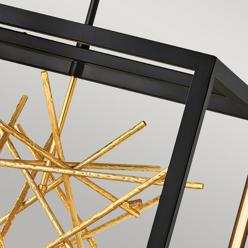 Elstead Hinkley Styx Geïntegreerde LED Hanglamp Plafondlamp Zwart & Verguld Goud, 3000K