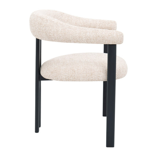 DÉJA Living Eetkamerstoel Odense - Stof - Beige/Zwart - Set van 2