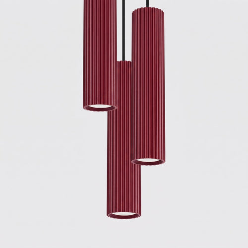 Sollux Lighting Hanglamp KARBON 3P bordeaux - 19,5x19,5x108cm