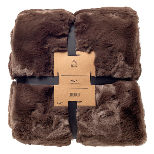 ZINZI - plaid 140x180 cm - bontlook - effen kleur - Chocolate Martini - bruin