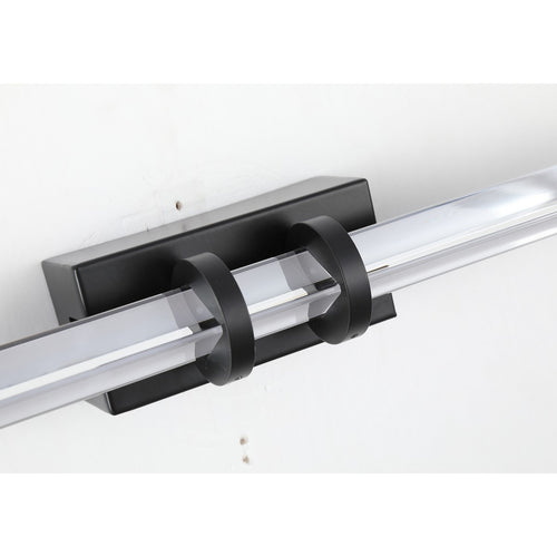 Searchlight Parma LED-wandlamp, matzwart metaal en helder glas