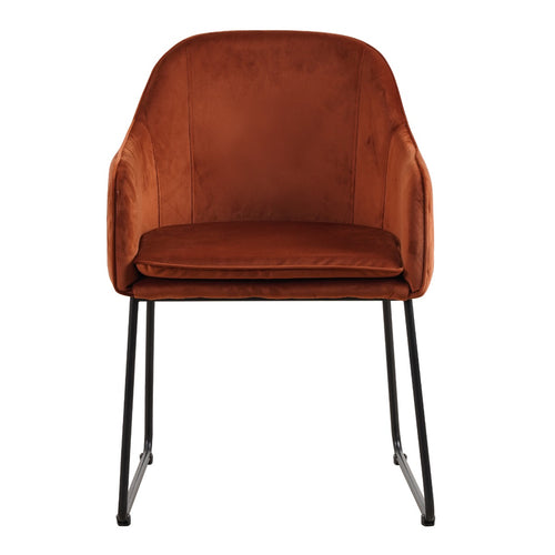 Livingfurn eetkamerstoel Benthe - Rust Copper Velvet - stof - vtwonen shop