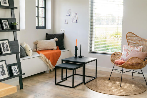 MaximaVida vierkante salontafel set Chicago XL zwart 60 cm - pinewood fineer