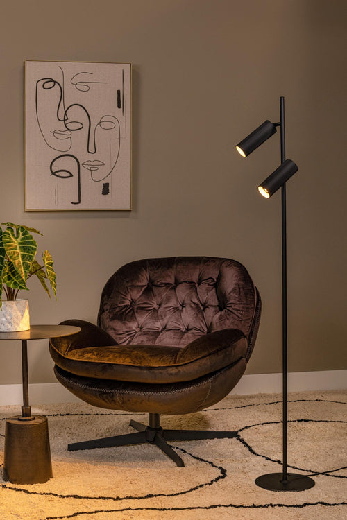 Lucide vloerlamp CLUBS - 2xGU10 (MR16) - Zwart