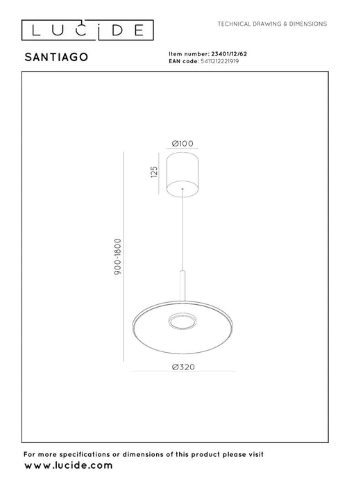 Lucide hanglamp SANTIAGO - Geïntegreerde LED - Amber - vtwonen shop