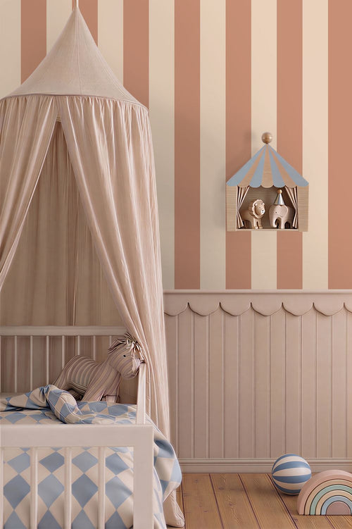 ESTAhome behang strepen beige en terracotta - 50 x 900 cm - 131968