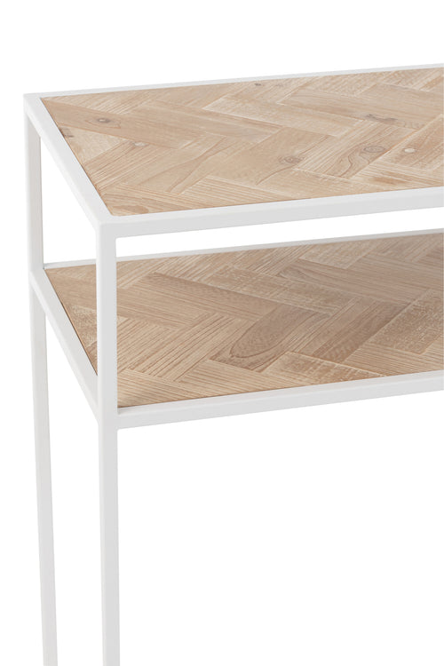 J-Line console Zigzag - hout/metaal - naturel/wit - vtwonen shop