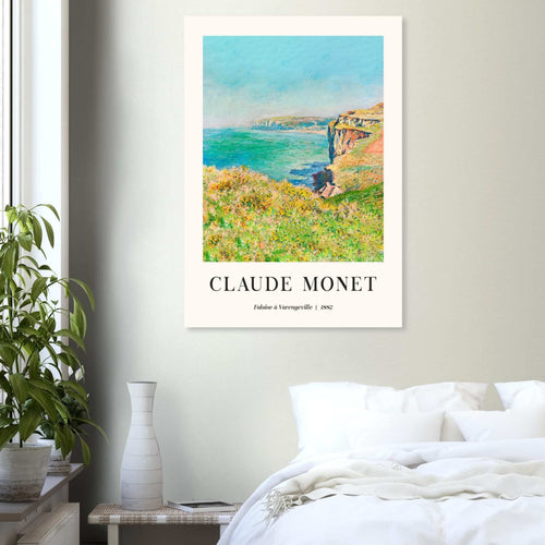 Artfulprints Poster met Lijst Claude Monet - Falaise à Varengeville   - A4 21x29.7 cm - Meerkleurig