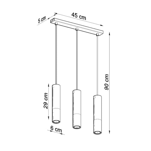 Sollux Lighting Hanglamp LOOPEZ 3L zwart/chroom - 45x6x90cm