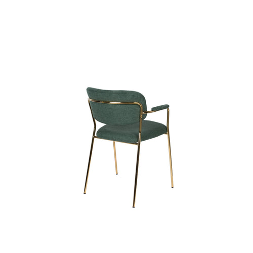 Housecraft Living Jolien Eetkamerstoelen armleuning Goud/Dondergroen - Set van 2 - vtwonen shop